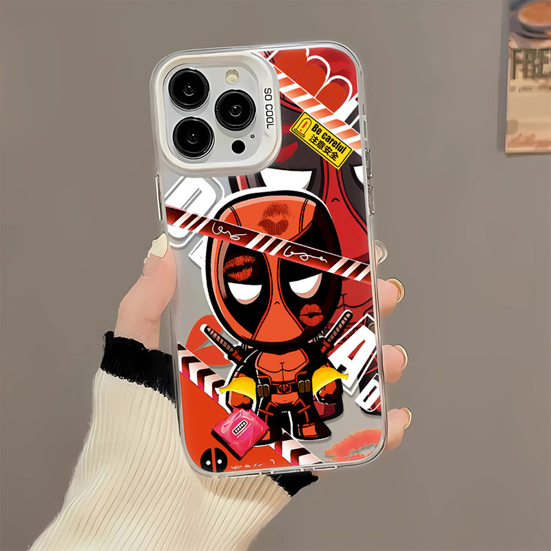 Deadpool Spider-Man Case for Apple 17 Pro Max, Large Hole, Drop-Proof, Ip15 Iridescent, Ip16 Trending on Instagram