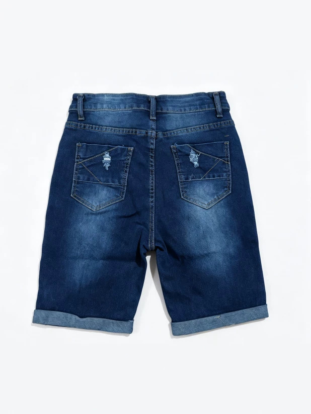 Shorts de Mezclilla de Tiro Alto para Mujer de Mezclilla de Algodón con Alta Elasticidad y Borde Enrollado para Uso Casual image 6