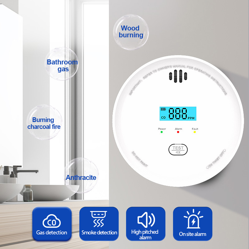 Toxic Gas Co Detection Carbon Monoxide Alarm Household Smoke Detector Two-In-One Composite Alarm