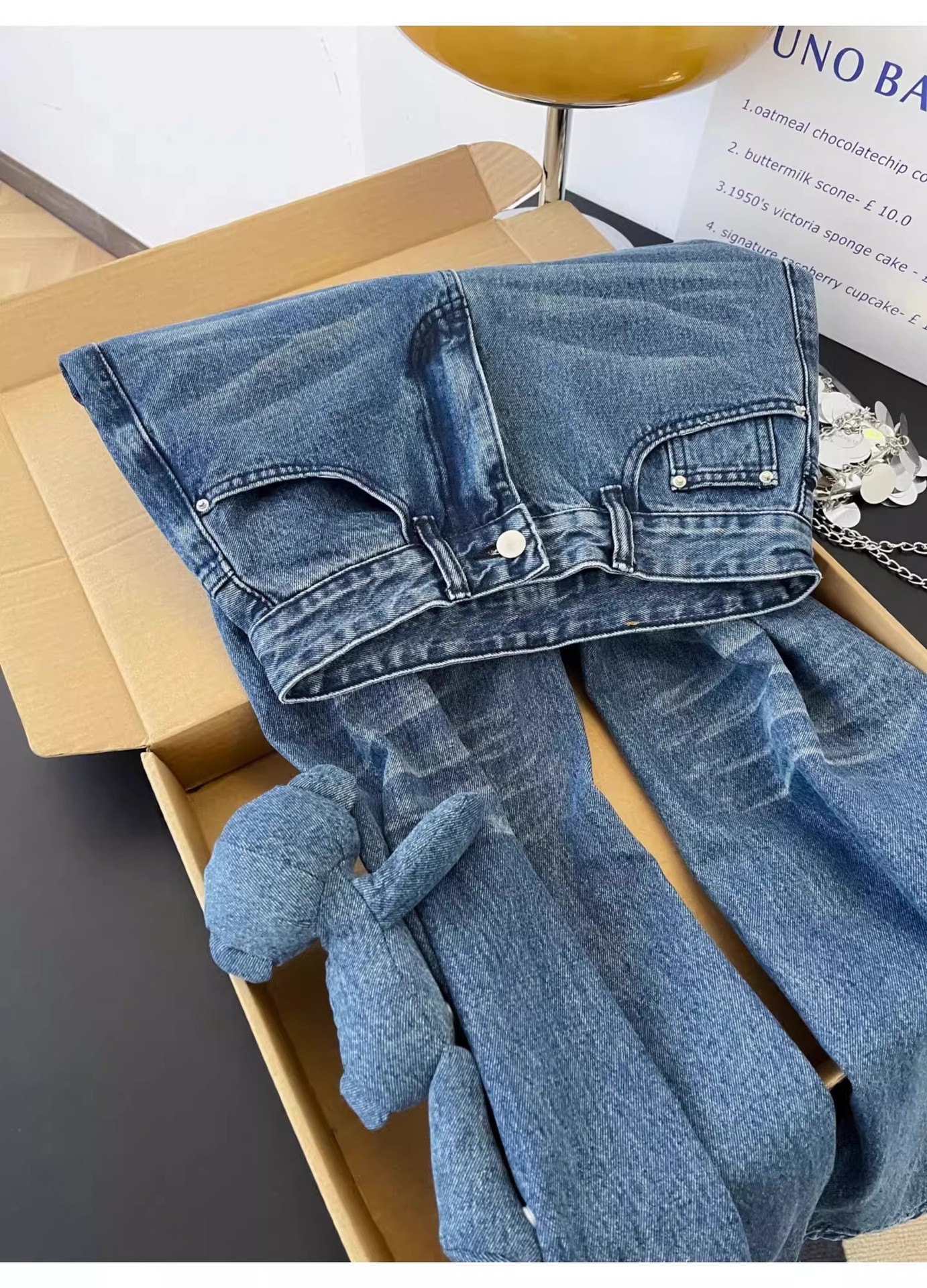 Women's High-Waisted Slimming Wavy Washed Denim Jeans Casual Loose Wide Leg Floor-Length Trousers With Letter Embroidery American Retro Summer Style_mkmklike.com