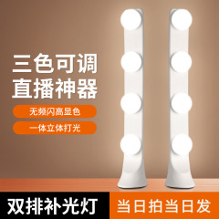 生中継補光灯アナウンサー専用携帯デスクトップ二列灯直播間美顔柔光LED顔光灯
