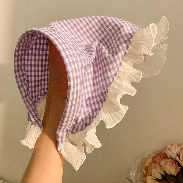 Headscarf hair-purple grid