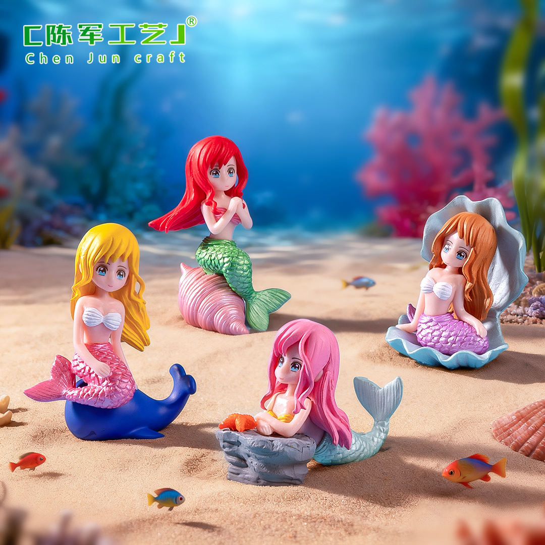 Micro Landscape Cartoon Shell Mermaid Doll Ocean Landscaping Landscape DIY Decorative Accessories Bonsai Fish Tank Ornaments