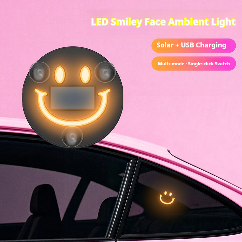 Ventana triangular del automóvil sonriente luz de atmósfera ventana triangular sensible a la luz inteligente decoración luminosa sin cableado luz de atmósfera LED