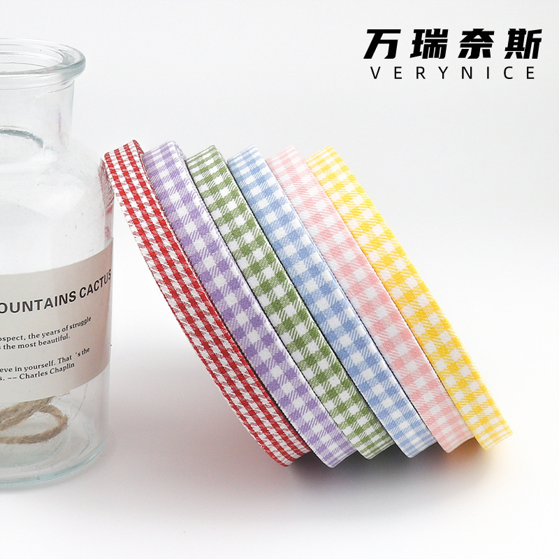 Wanrines 1cm small plaid cloth handmade diy homemade bow hair accessories hair clip material accessories