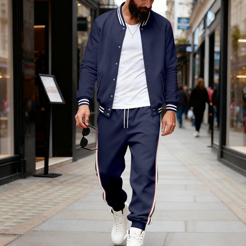 Abbigliamento da uomo - Completo sportivo da baseball foderato in pile pesante da uomo - Abbigliamento casual invernale per esterni - Abbigliamento da pendolare alla moda_voghion.com