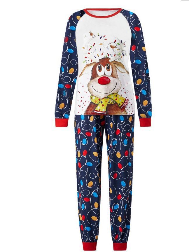 Conjuntos Familiares a Juego para Otoño 2025, para Familias de Tres o Cuatro Personas, Madre e Hija, Diseño de Ciervo Feliz, Pijamas Navideños