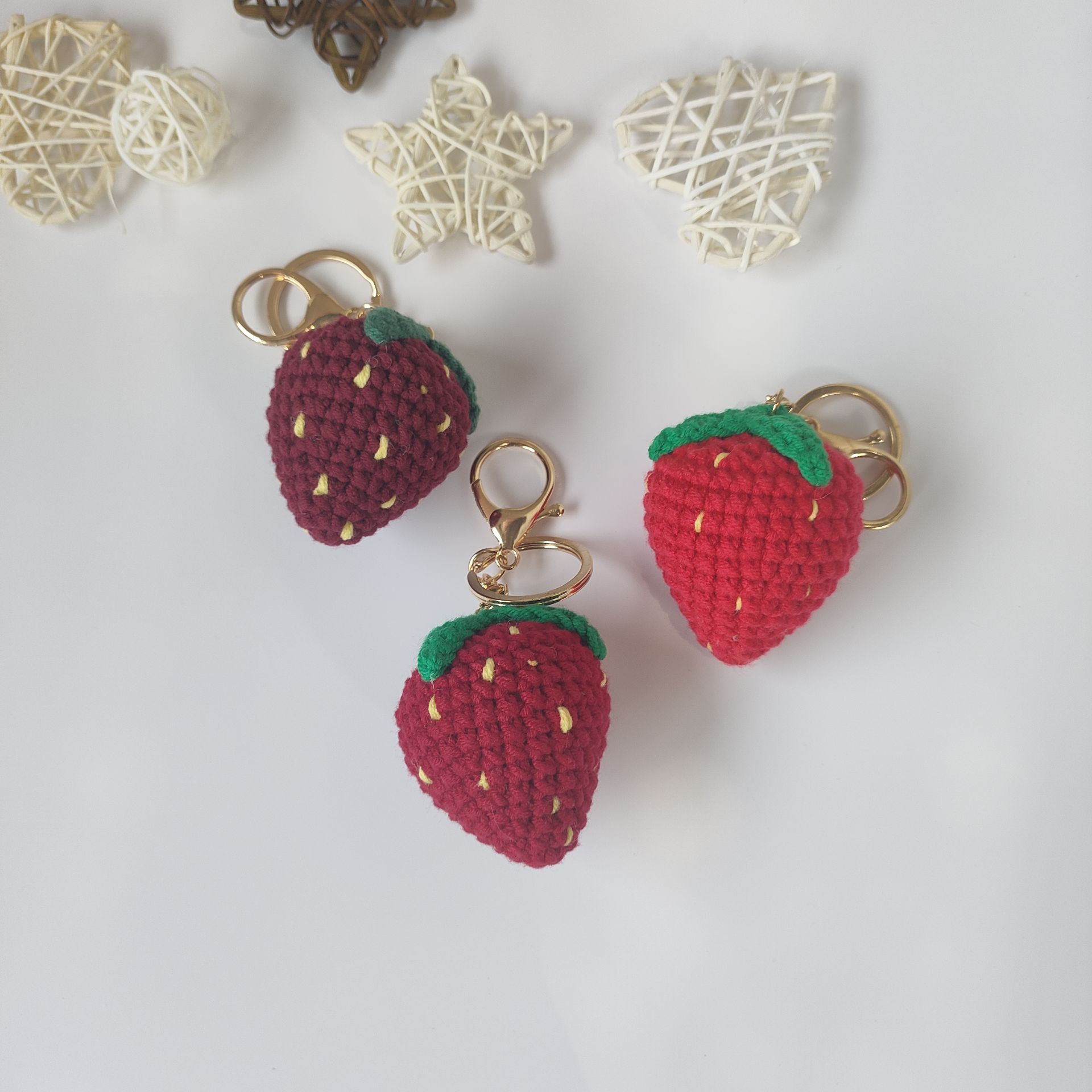 Daily, Street Occasion 1 Piece Cute Strawberry Yarn Unisex Bag Pendant Keychain