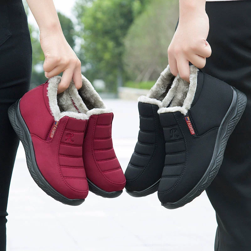 Winter boots, insulated ankle boots, unisex plus sizes, faux‑fur lining