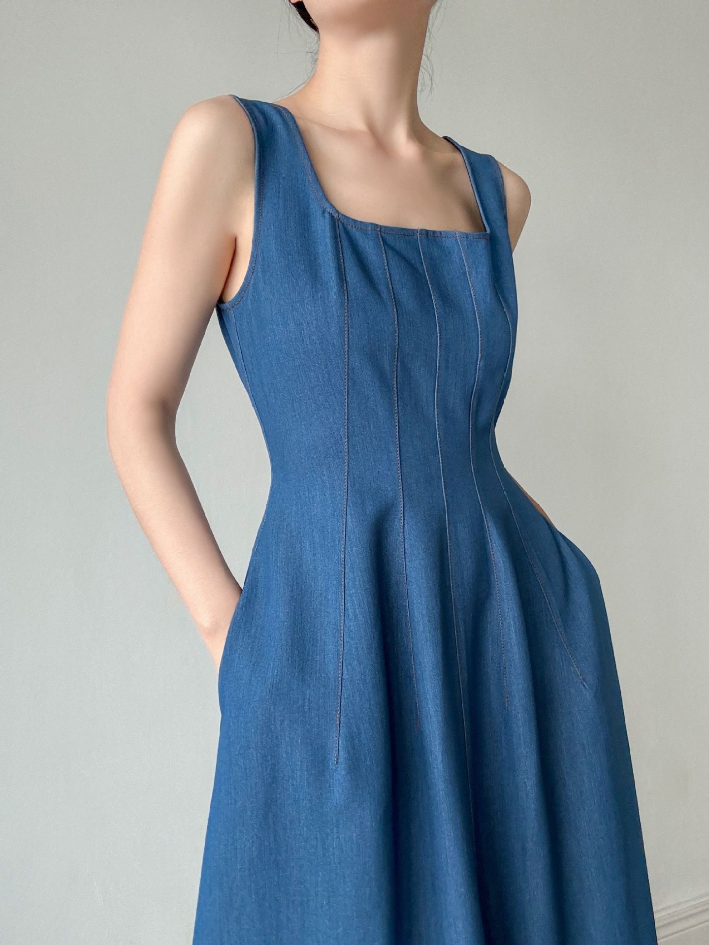 Blue denim vest
