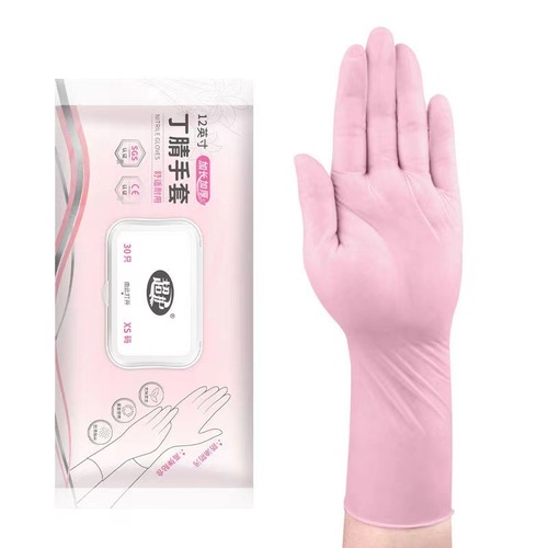 Disposable dishwashing gloves for women, extended length, kitchen cleaning and catering, thickened nitrile rubber, food grade, housework, durable