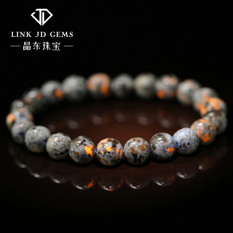 Jingdong jewelry natural flame stone bracelet personality trend European and American cross-border domineering single circle round bead bracelet wholesale