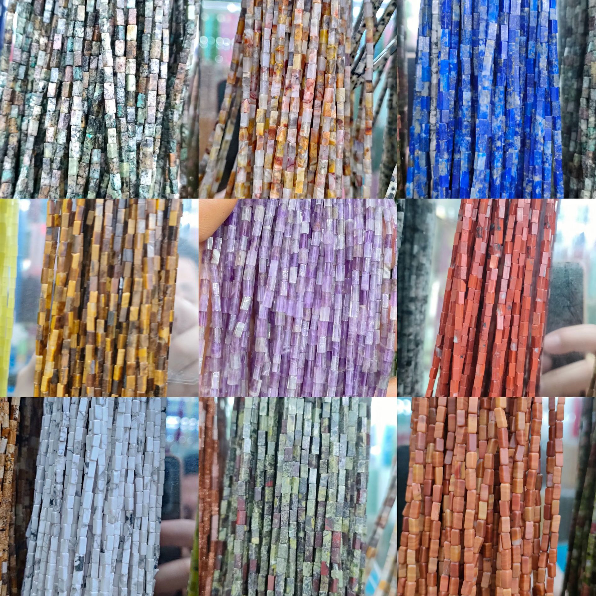 2*4mm長方天然紫晶虎眼石非洲鬆散珠顏色齊全長條手鍊diy飾品隔珠