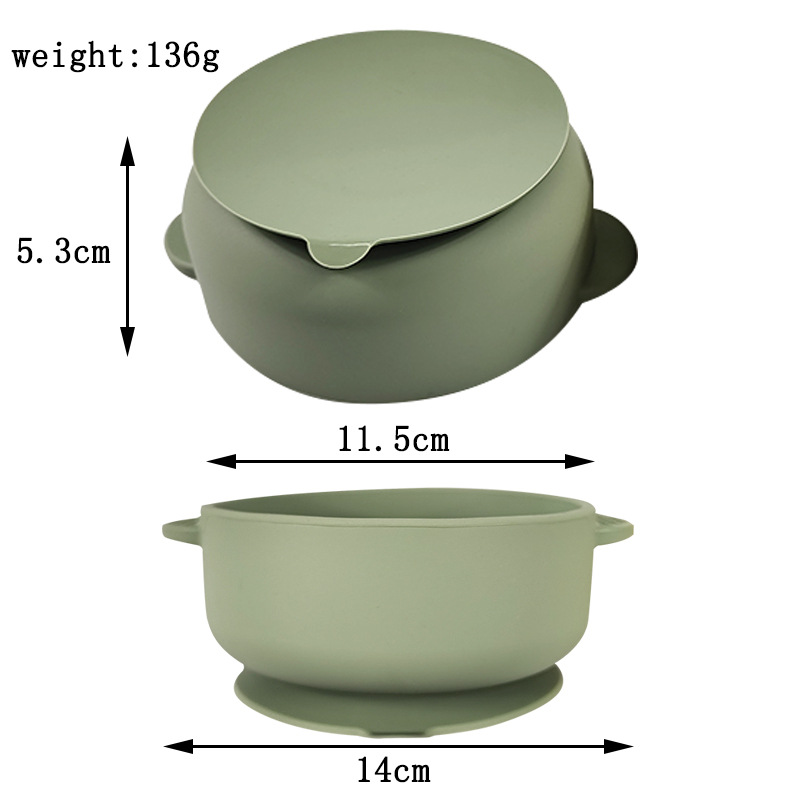 Tazón para orejas de silicona de grado alimenticio para bebés Tazón para orejas de cinturón antideslizante de color sólido para niños Tazón para orejas con ventosa
