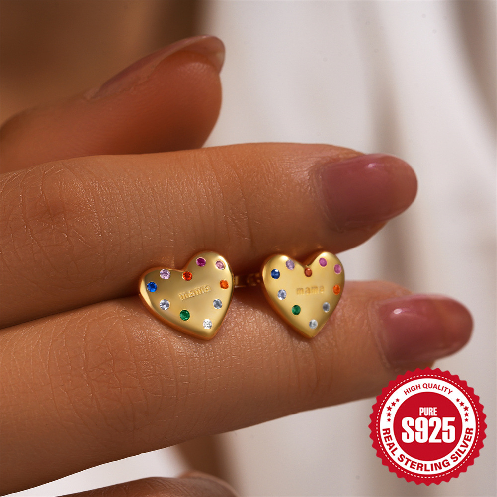 3g Weight 925 Sterling Silver Ear Needle Material 18K Gold Plated Plating Material Ear Studs Classification 1 Pair Quantity Daily, Festival Occasion 925 Sterling Silver Material Mother'S Day Festival Heart Shape Pattern All Seasons Season Unisex Gender Simple Style Style 1 Pair 18K Gold Plated 925 Sterling Silver 925 Sterling Silver Earrings Heart Shape Ear Studs 1