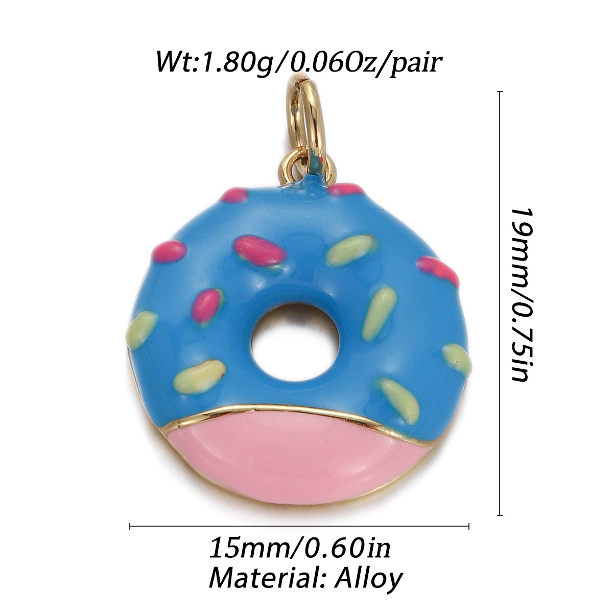 4g Weight Pendant Jewelry Making Type Gold Plated Plating Material Zircon Inlay Material 1 Piece Quantity Holiday Occasion Copper Material Donuts Pattern Women's Gender Enamel Design Simple Style Style 1 Piece Copper Zircon Gold Plated Donuts Pendant 4