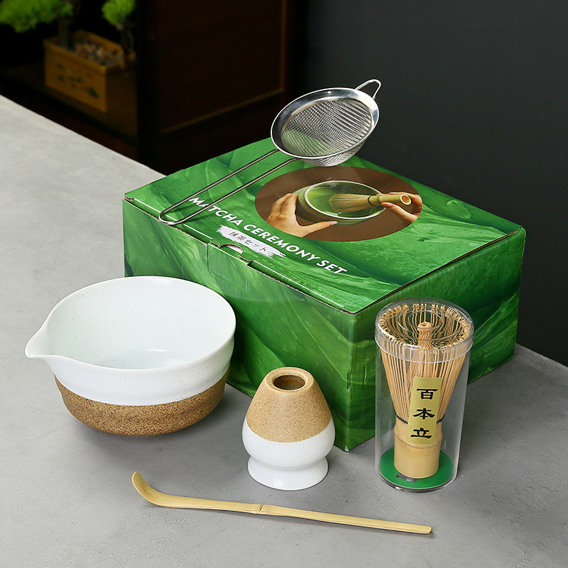 抹茶茶碗日本式抹茶宋代点茶道具陶磁器茶碗カップミキサー抹茶ブラシ茶コップセット|undefined