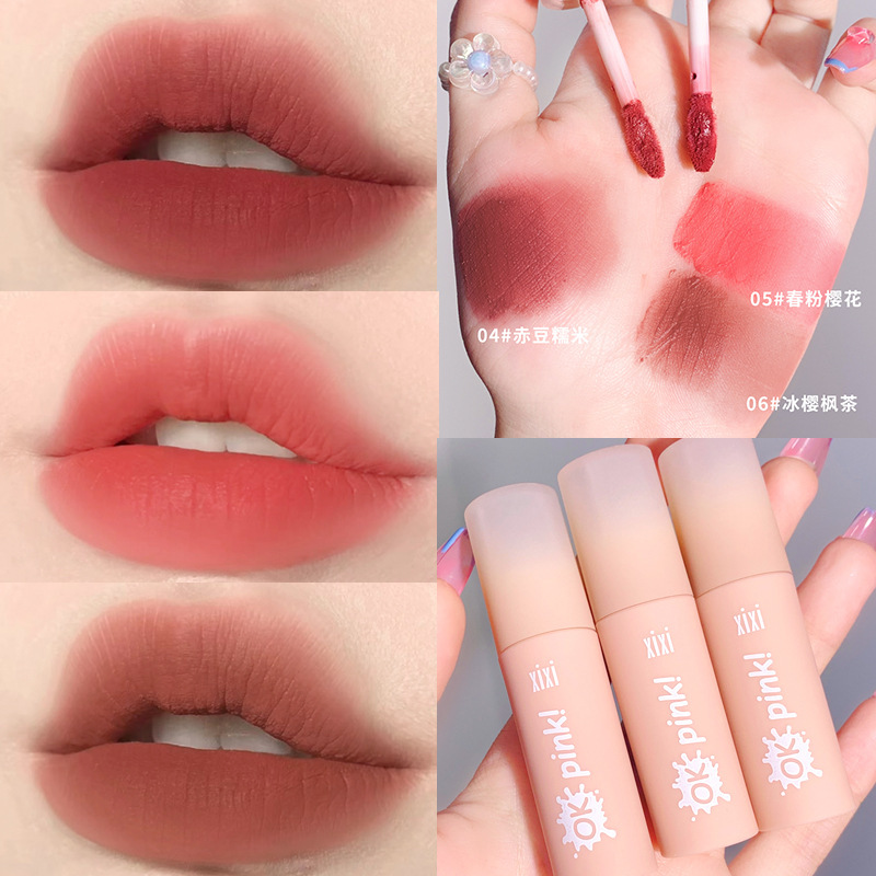 xixi甜系樱粉小奶泥绵绵质地软糯不显唇纹雾感哑光温柔学生唇釉