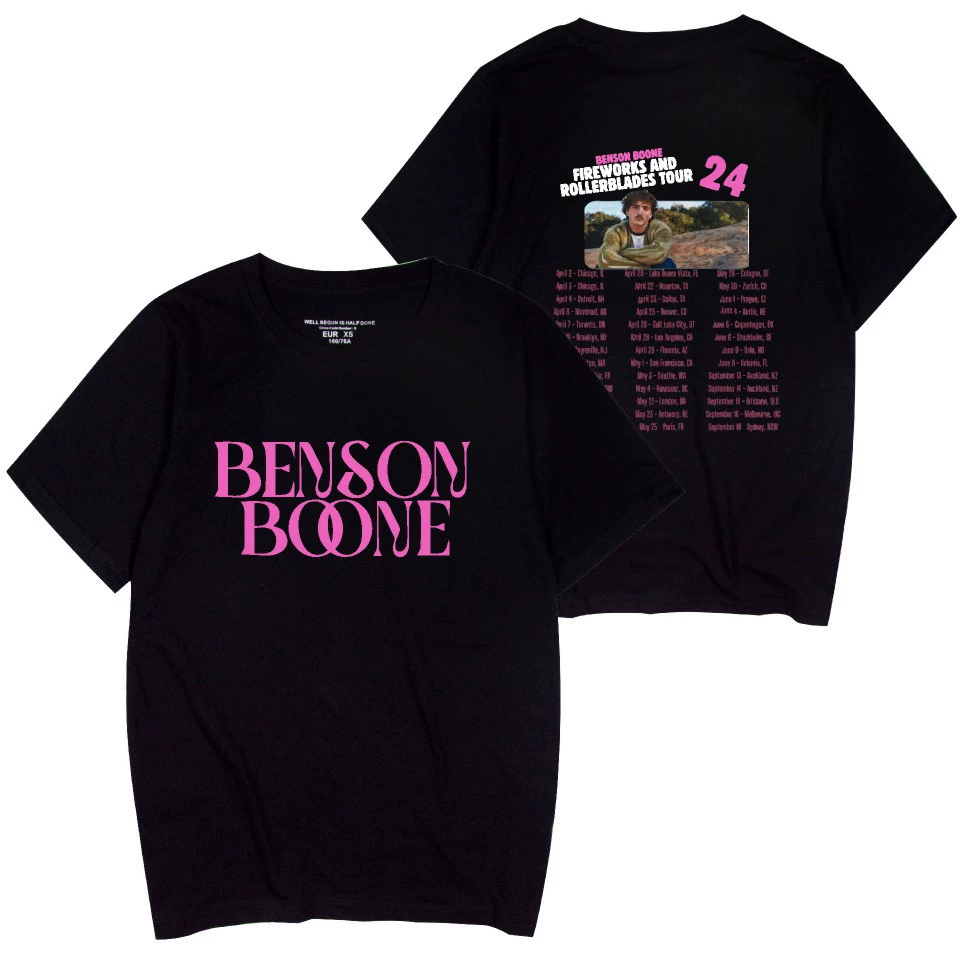 Новый Benson Boone с короткими рукавами принт свободные повседневные мужские и женские футболки трансграничные европейские и американские горячие продажи