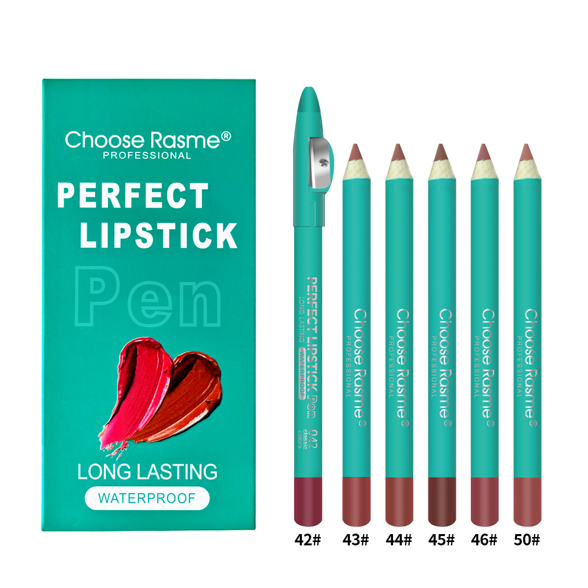 Choose Rasme 6 color mixed lipstick pen non stick cup with pencil sharpener thick rod lip liner set_voghion.com
