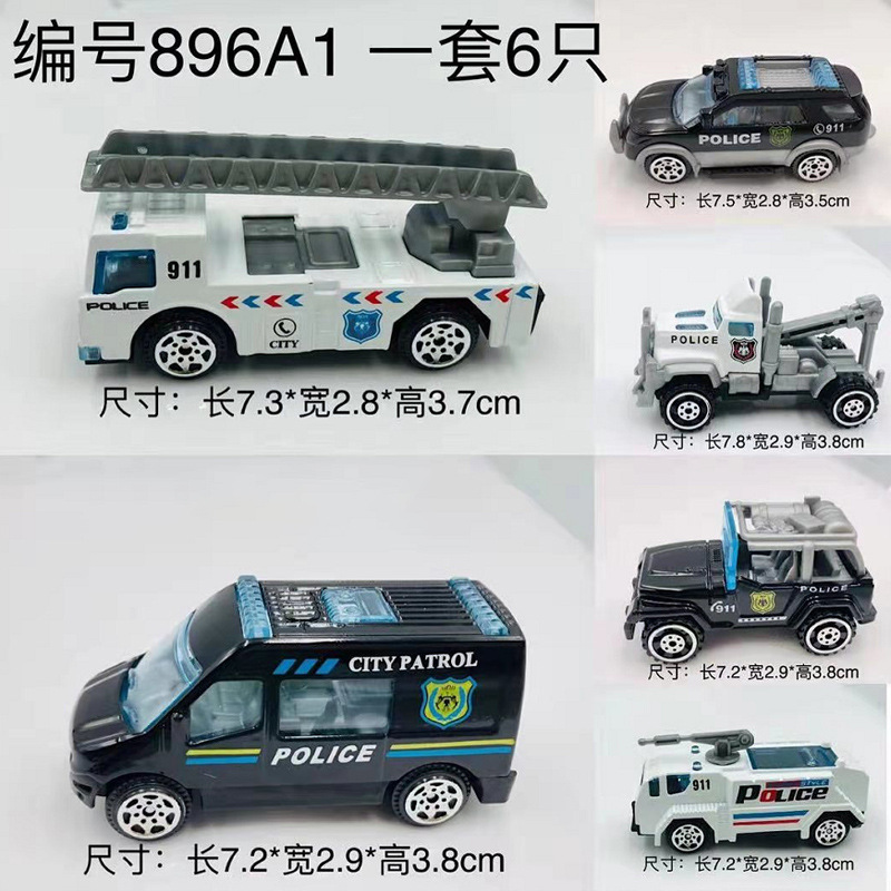 Aleación de aleación para niños tirar hacia atrás resistente a la caída de la simulación de coche deslizante camión de bomberos vehículo de ingeniería coche de policía accesorios de vehículos de ingeniería