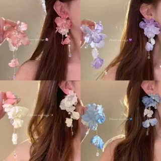 超仙夏日花朵流苏耳钉女高级感海边度假风巨好看耳环绝美气质耳饰