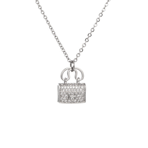 Ins light luxury niche H letter bag and necklace for women, simple and versatile, trendy clavicle chain, exquisite zirconium titanium steel ornament