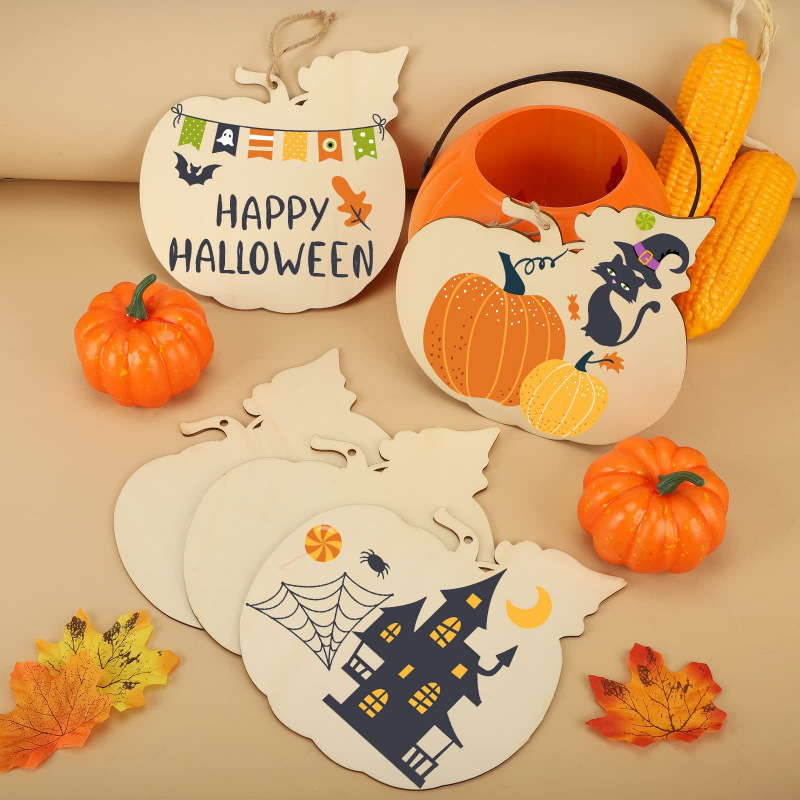 Cross-border wooden crafts Easter decorations DIY white blanks for children to paint and doodle wooden pendants