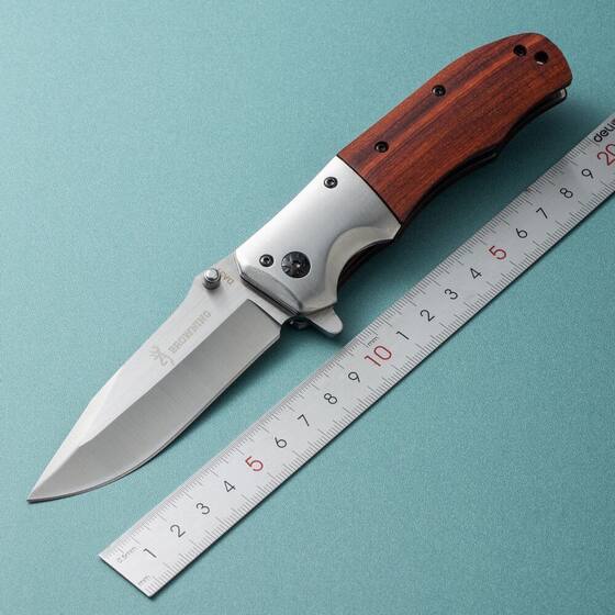 Factory Direct supply outdoor knife portable camping portable stainless steel color wood handle folding knife high hardness folding knife
