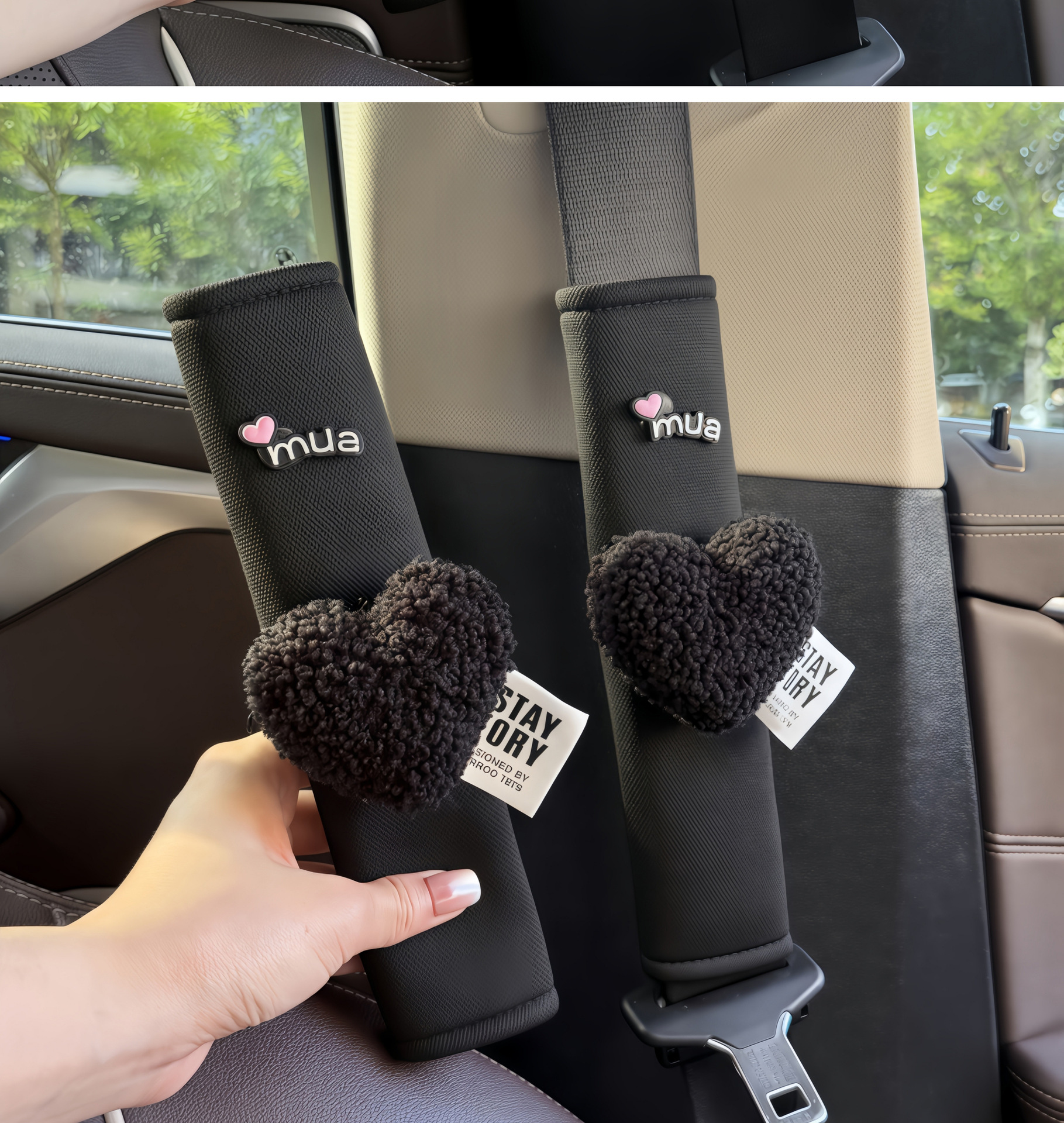 Seat Belt Shoulder Protector, Soft Anti-Wear Clothing, Breathable Anti-Strangle Shoulder Safety Belt Protective Cover, Universal Car Heart Decoration
