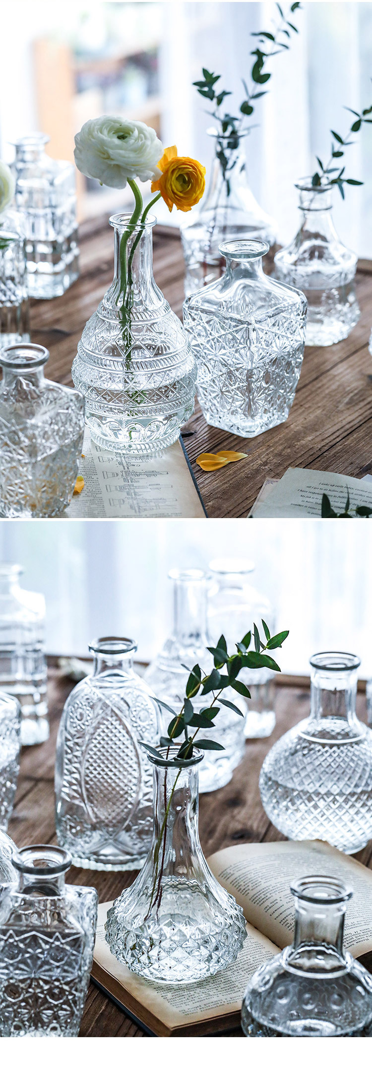 马德里细口透明创意欧式复古浮雕玻璃花瓶客厅宫廷插花花器摆件详情18