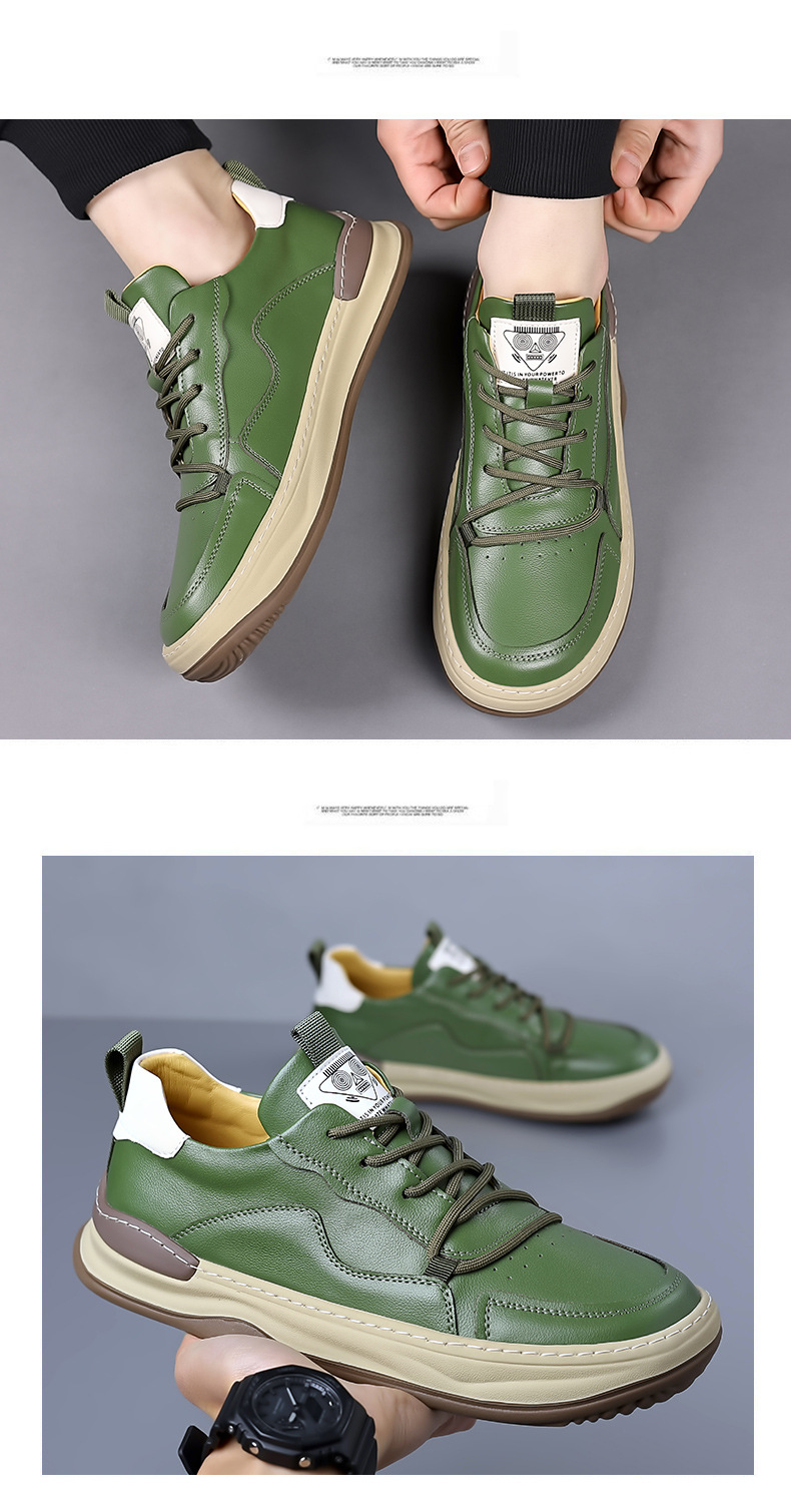 Miesten uudet syksyn pohjalliset trendikkäät kengät, hengittävät, muodikkaat, monipuoliset, ruskeat pehmeät nahkaiset vapaa-ajan kengät_voghion.com