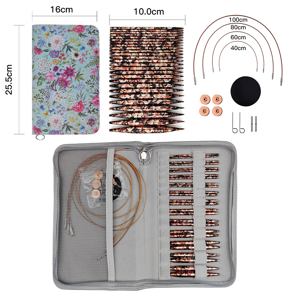 Herramientas de trenzado transfronterizas serie de impresión de aluminio desmontable color de aguja de anillo con cuerda giratoria aguja de anillo 13 packet