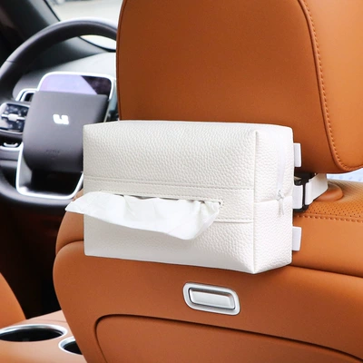 Car tissue box/set Simple Paper Box Car Storage - lychee-pattern-white-without-tissue