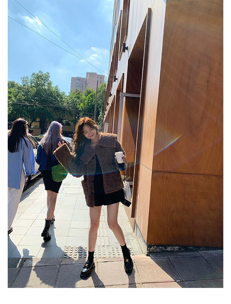 葡萄妈Studiolee英伦风小皮鞋女小金扣圆头一