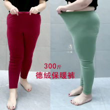 大码螺纹保暖裤 200斤300斤胖女装 秋冬加厚高腰保暖打底裤 弹力
