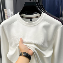 品牌男士印花长袖t恤圆领秋季提花套头卫衣男高档体恤衫上衣男装