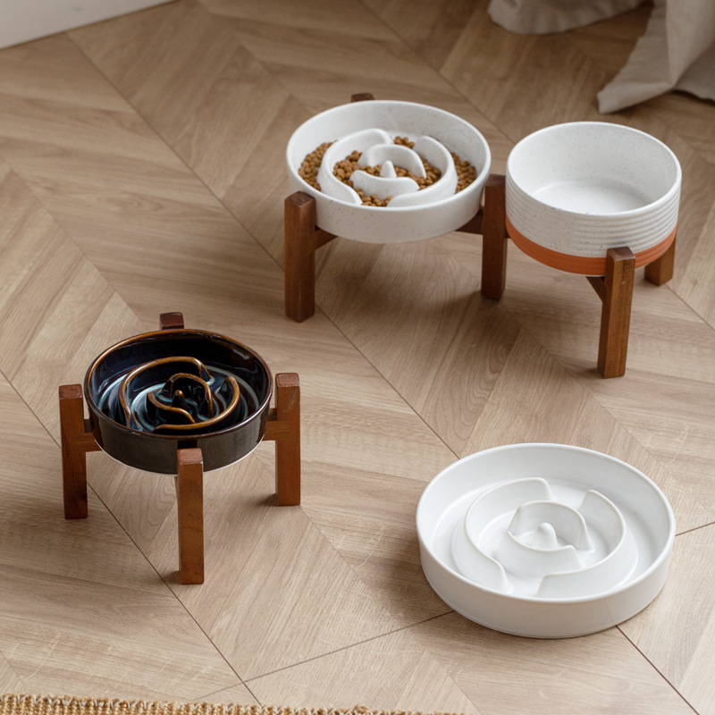 Cerámica para perros y gatos, tazón de comida lenta, tazón de comida para perros, tazón de comida para perros, tazón de agua para bebidas, tazón de comida para perros, alimentador de doble tazón