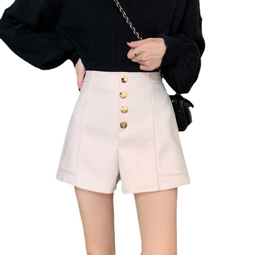 Women's High-Waisted Shorts Pure Desire Style Versatile Summer Heat Pants Korean Version Advanced Fashion Outerwear Wide Leg A-Line Shorts