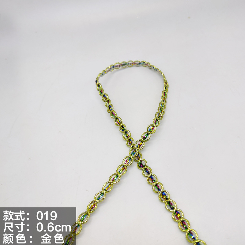 Colorido encaje de oro y plata perlas de triángulo de seda al por mayor de oro y plata cebolla diente borde DIY rendimiento accesorios de ropa estilo étnico cinta