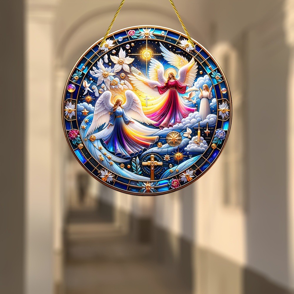 Decoración creativa transfronteriza acrílica disco plano colgar princesa de cuento de hadas belleza figura de captura de sol ventana decoración porche