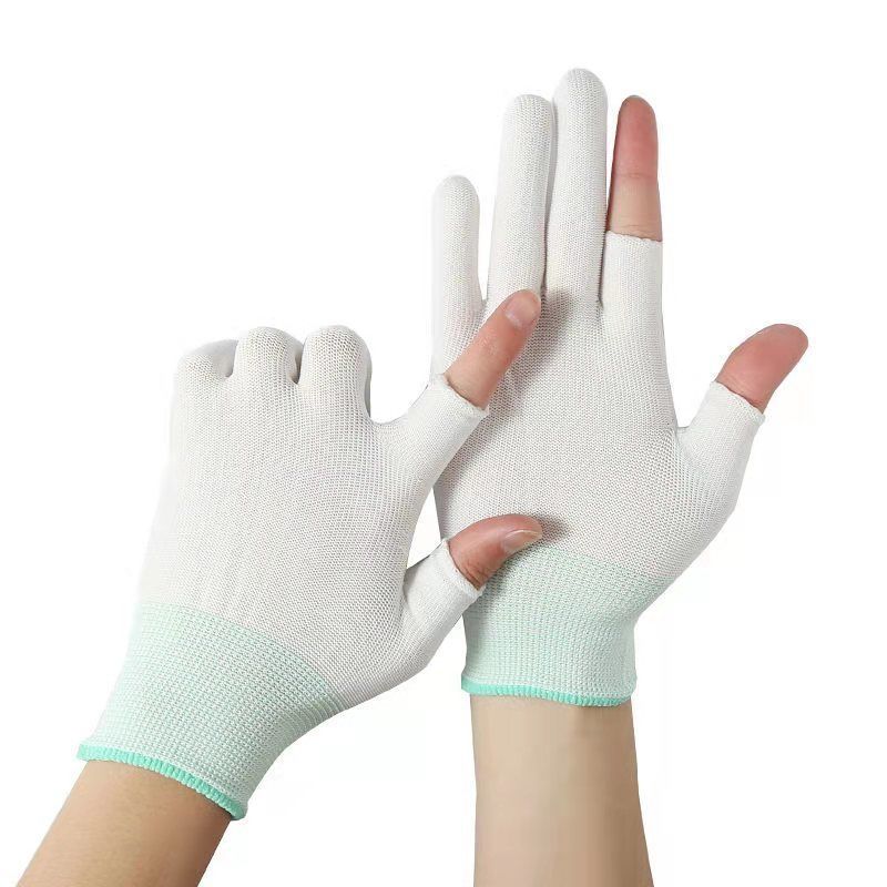Thin Fingerless Tea Picking, Fishing, Protective Half-Finger Gloves For Packing And Sorting, Nylon Sunscreen High_voghion.com