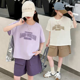 童装女童夏装2026新款儿童套装薄款夏天中大童纯棉短袖短裤两件套