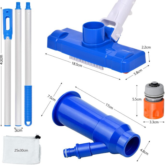 New Cross-Border Swimming Pool Cleaning Supplies: Vacuum Suction Head with Three-Section Telescopic Rod Set, Bristles for Cleaning the Bottom of the Pool New Cross-Border Swimming Pool Cleaning Supplies: Vacuum Suction Head with Three-Section Telescopic Rod Set, Bristles for Cleaning the Bottom of the Pool