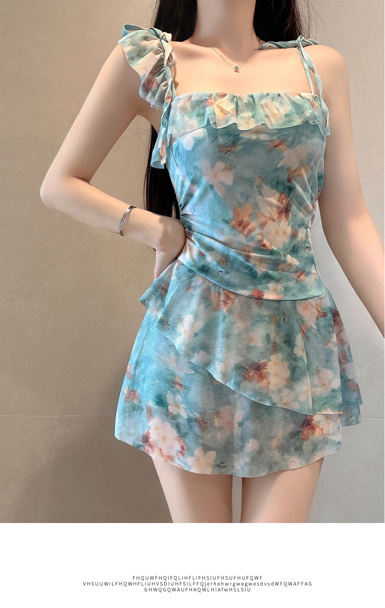 Damen Badeanzug Mit Blumenmuster Rock Und Bauchweg Effekt_voghion.com