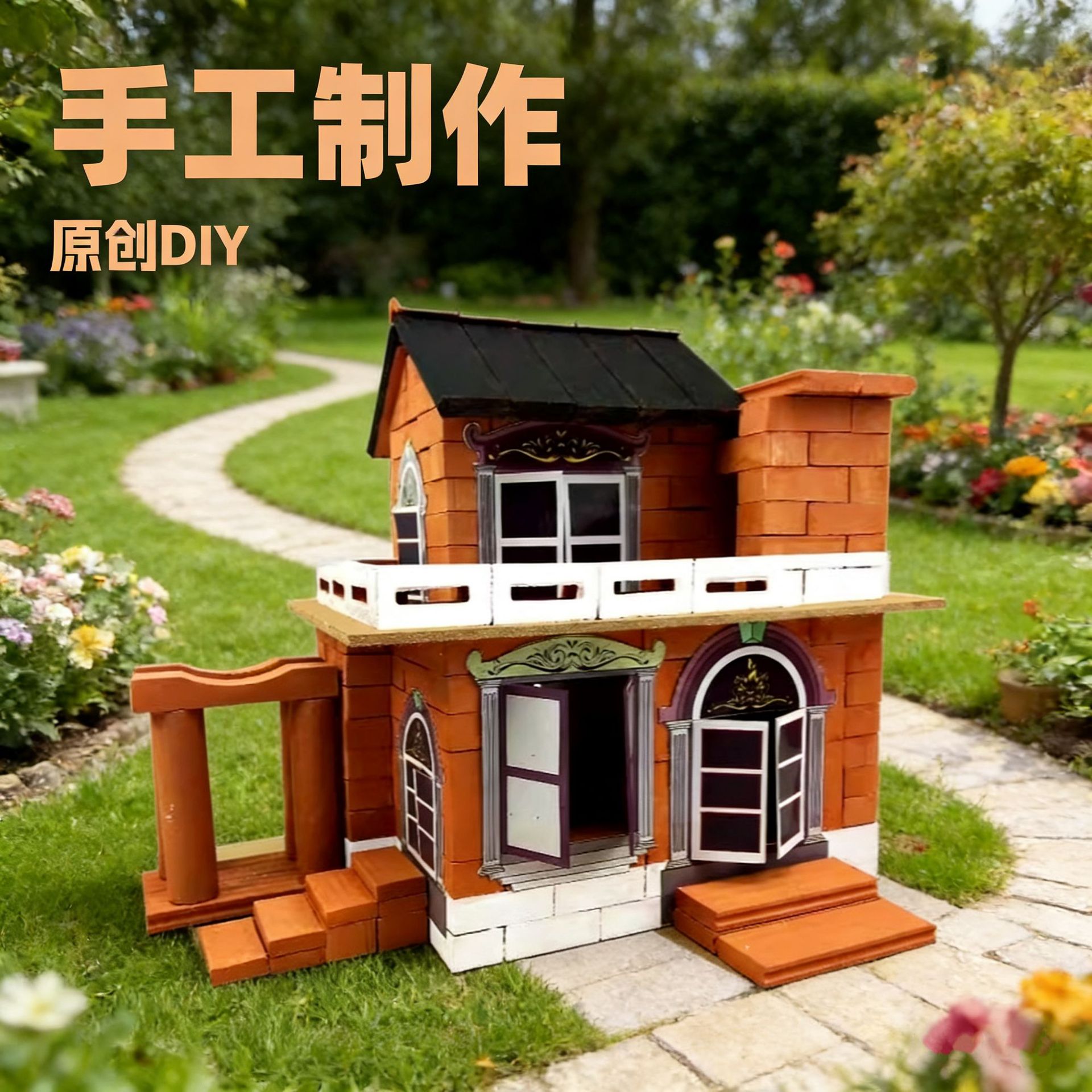 手工制作迷你造型砖块2026模型建筑新款盖房子玩具diy小屋模型屋