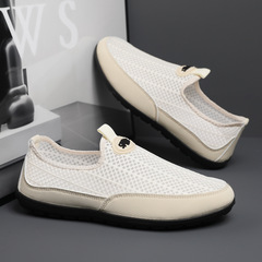 Mesh hole breathable men's summer new casual sports walking shoes thin sole one-pull shoes wholesale