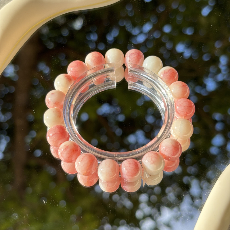 S045-복숭아꽃 레드-옥 깨진 모조 세라믹 팔찌#SZ323용