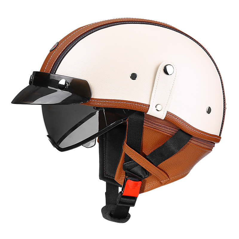 Factory wholesale 3C certification retro motorcycle helmet men and women summer four seasons motorcycle half helmet electric car helmet scoop helmet