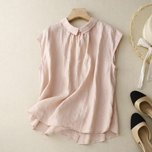 文艺两面穿纯色衬衣女粉色短袖衬衫女韩版2024夏季新款小衫设计感